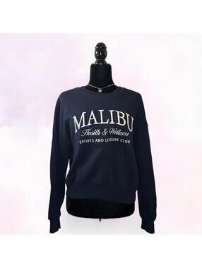 Garage Navy Malibu Crewneck Sweatshirt Cozy Size S
